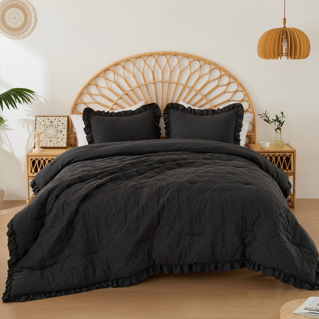 Ruffled Quilted Microfiber Comforter