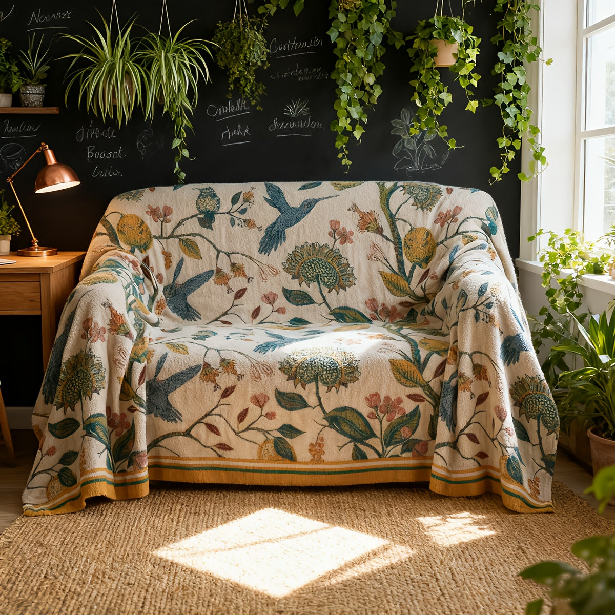 Cotton Floral Boho Throw Blanket
