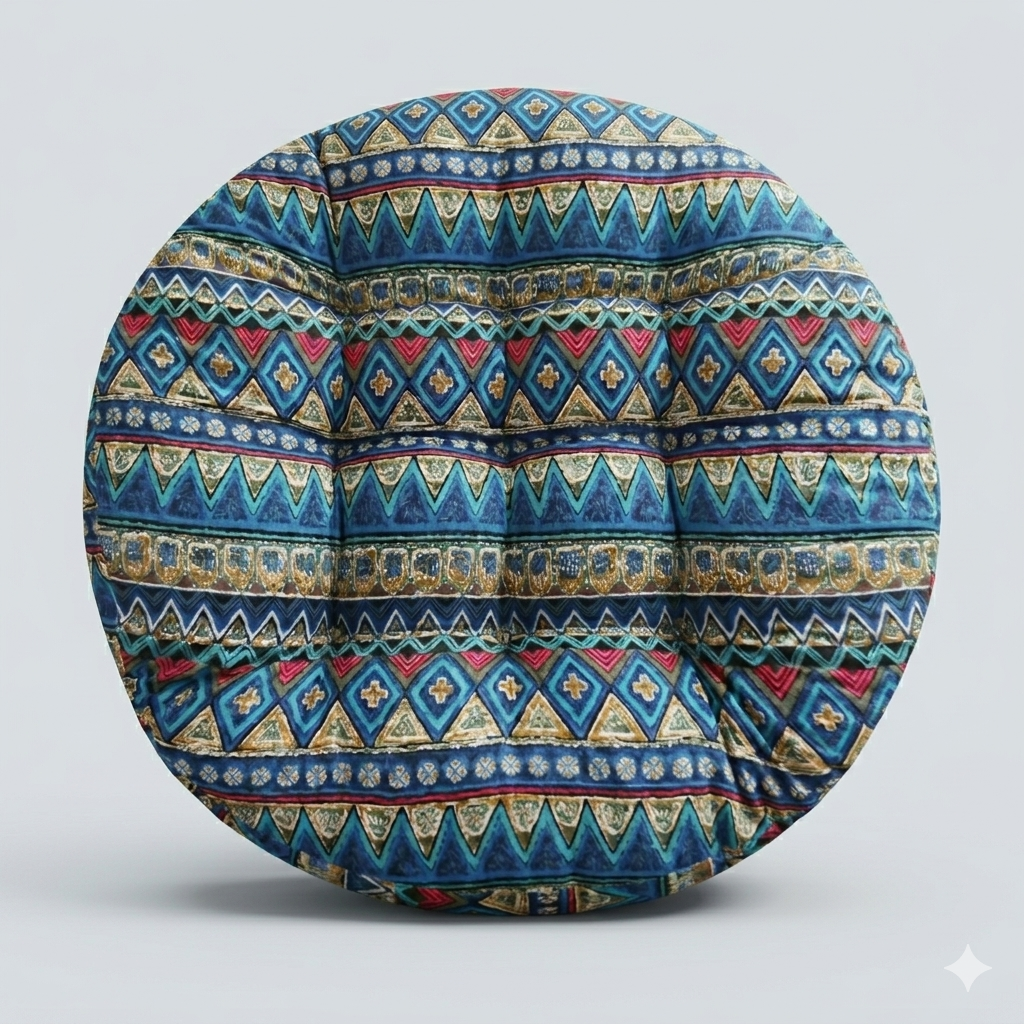 Boho Print Cotton Round Pillow - Set of 2