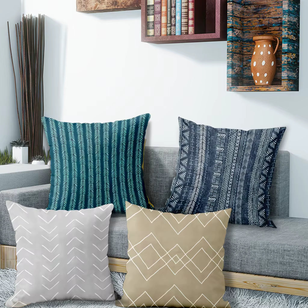 Handmade Geometric Pattern Cushion Cover - Set of 4