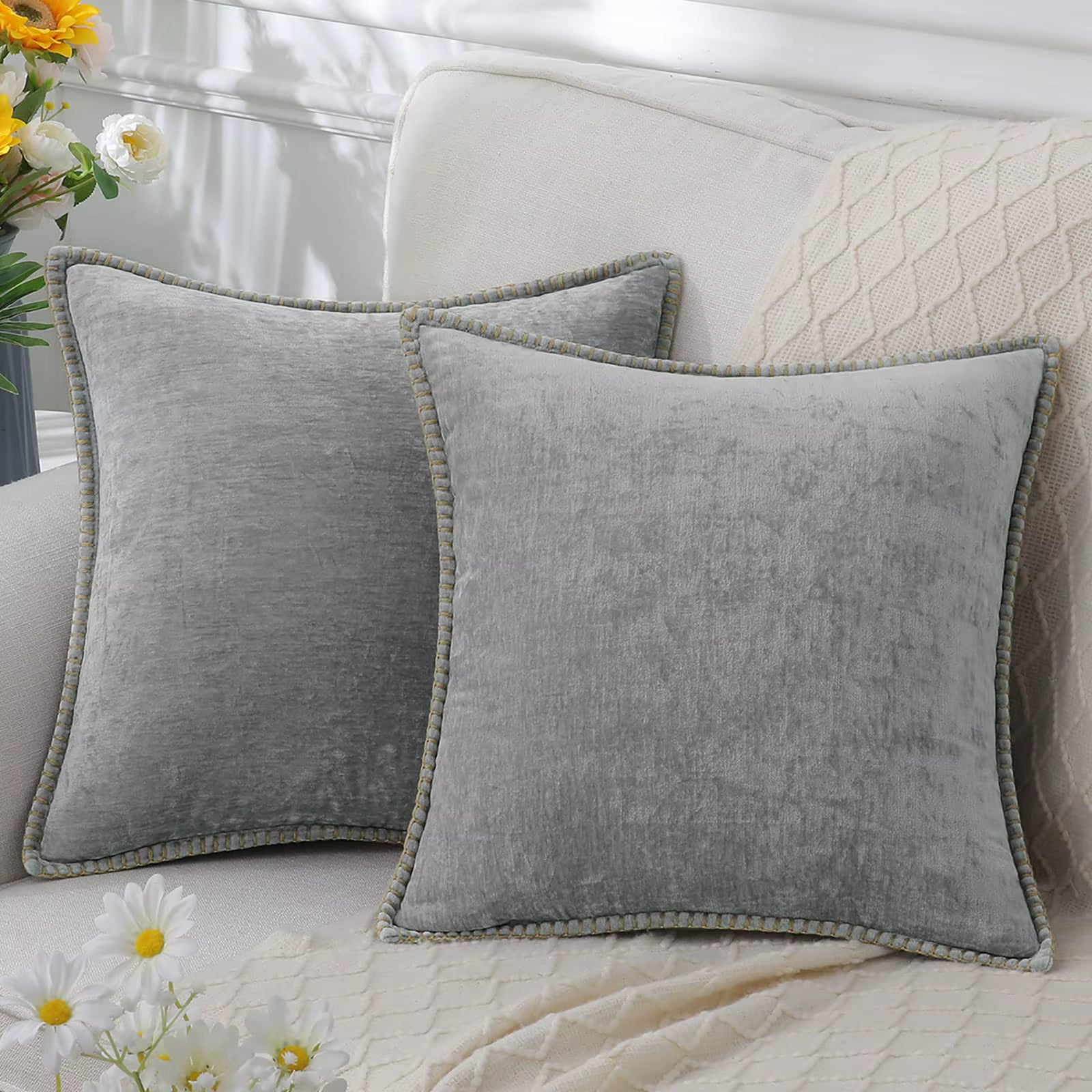 Soft Chenille Cushion Cover - Set of 2