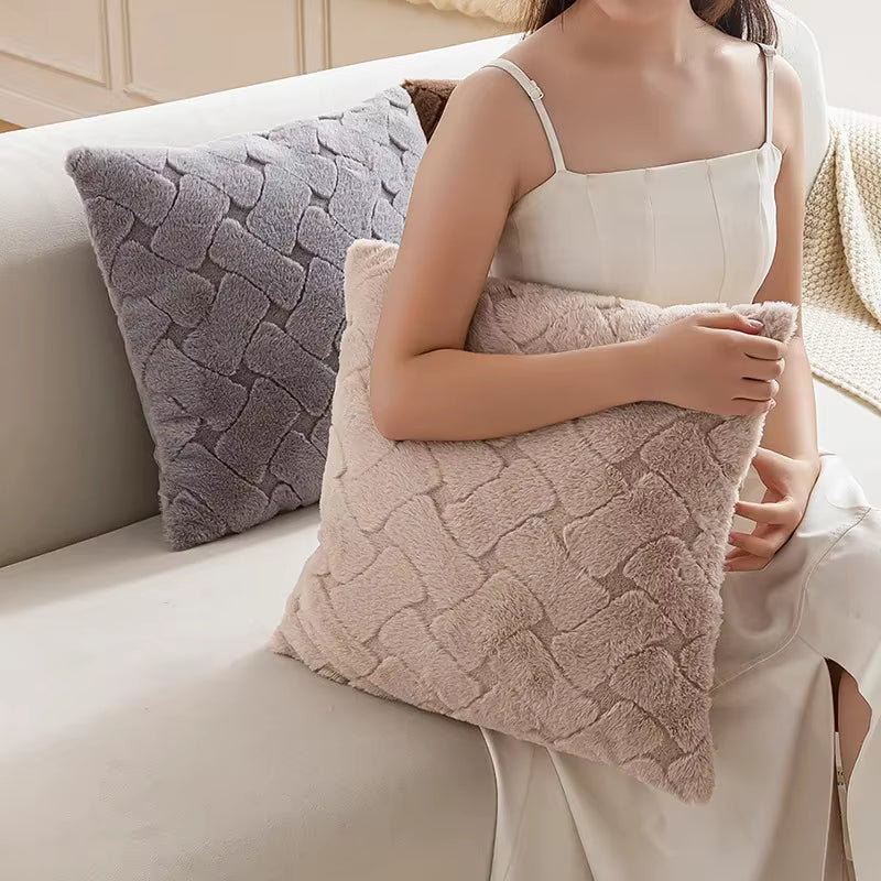 Imitation Rabbit Fur Pillow Cover - Set of 2