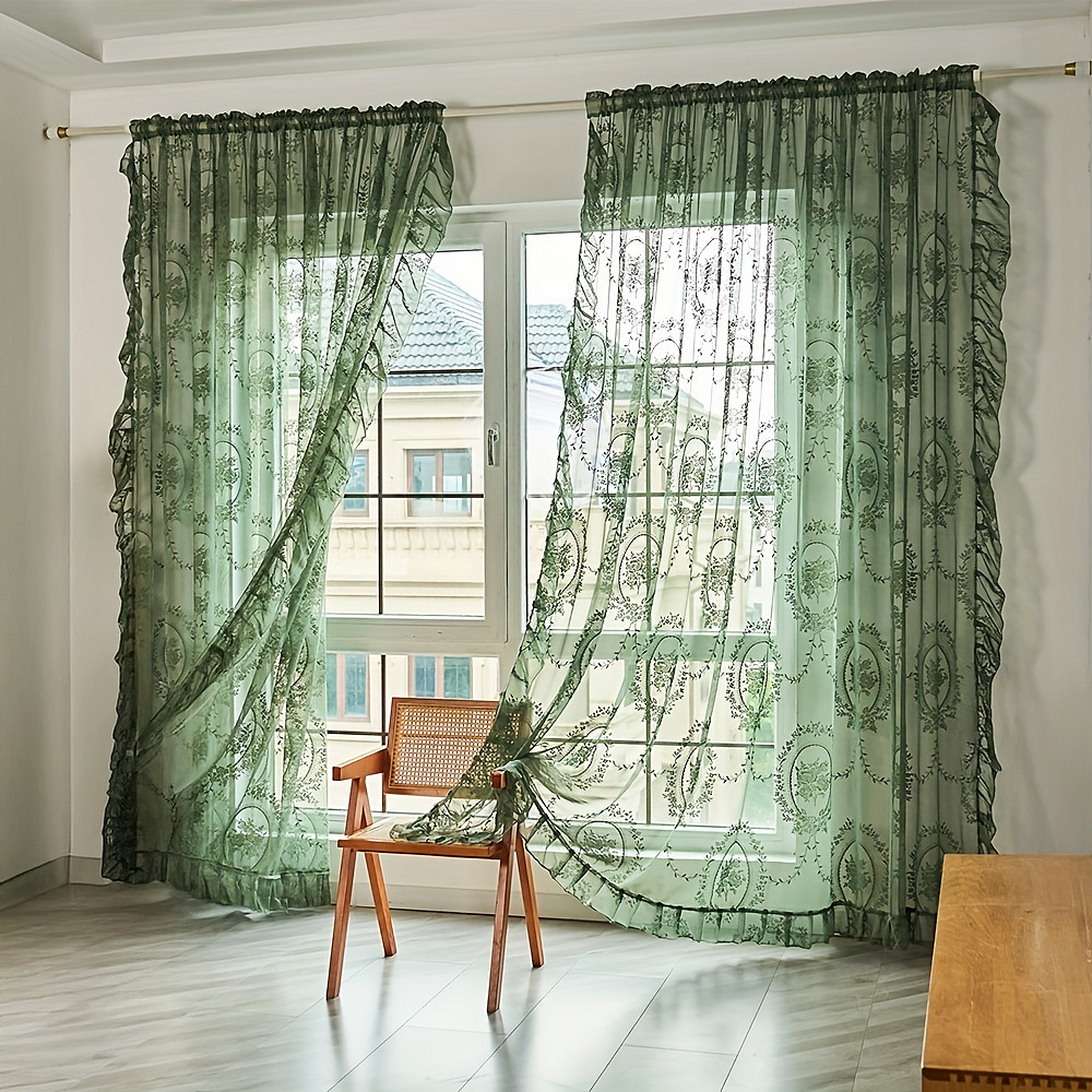 Floral Embroidered Lace Curtains