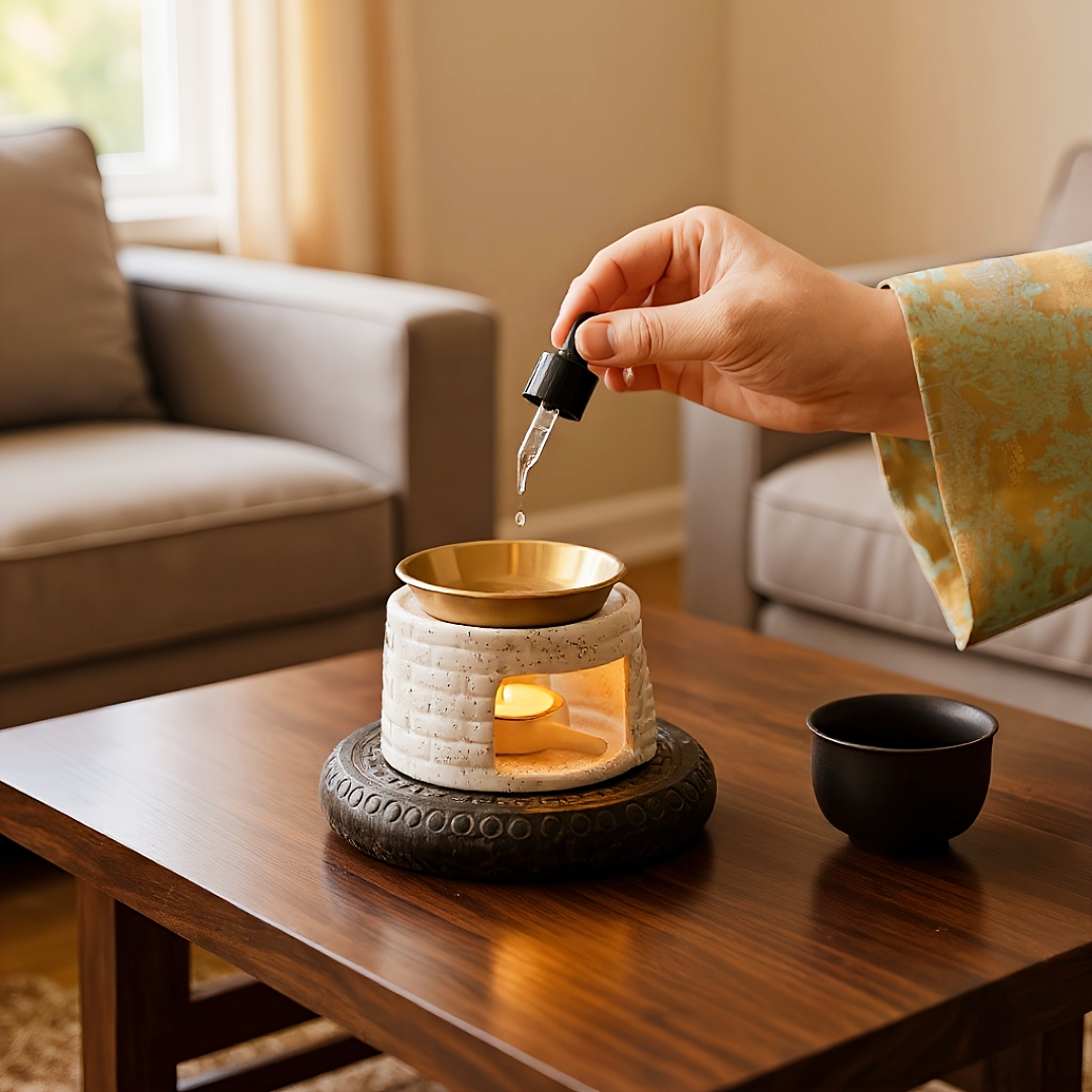 Ceramic Oil Burner & Incense Diffuser Set
