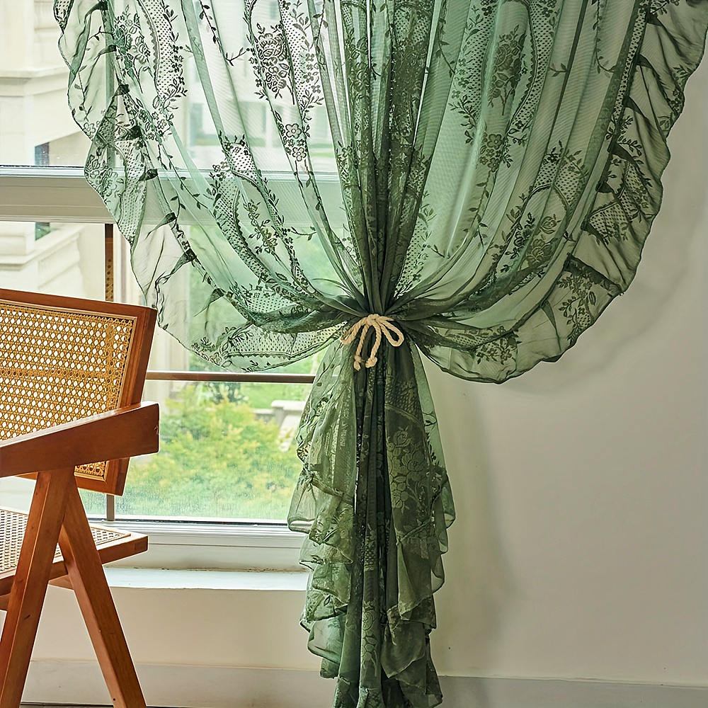 Floral Embroidered Lace Curtains