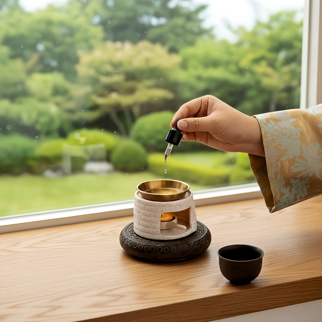 Ceramic Oil Burner & Incense Diffuser Set