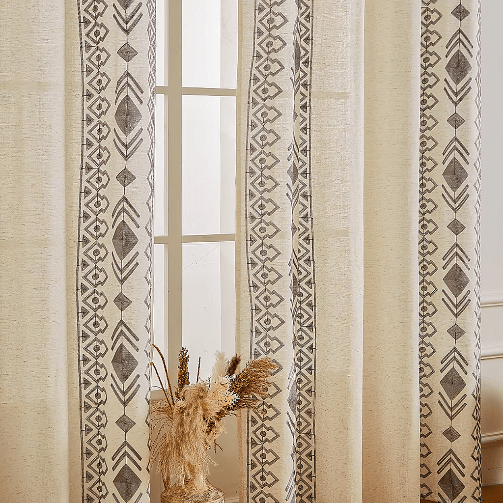 Linen Boho Curtain Panels