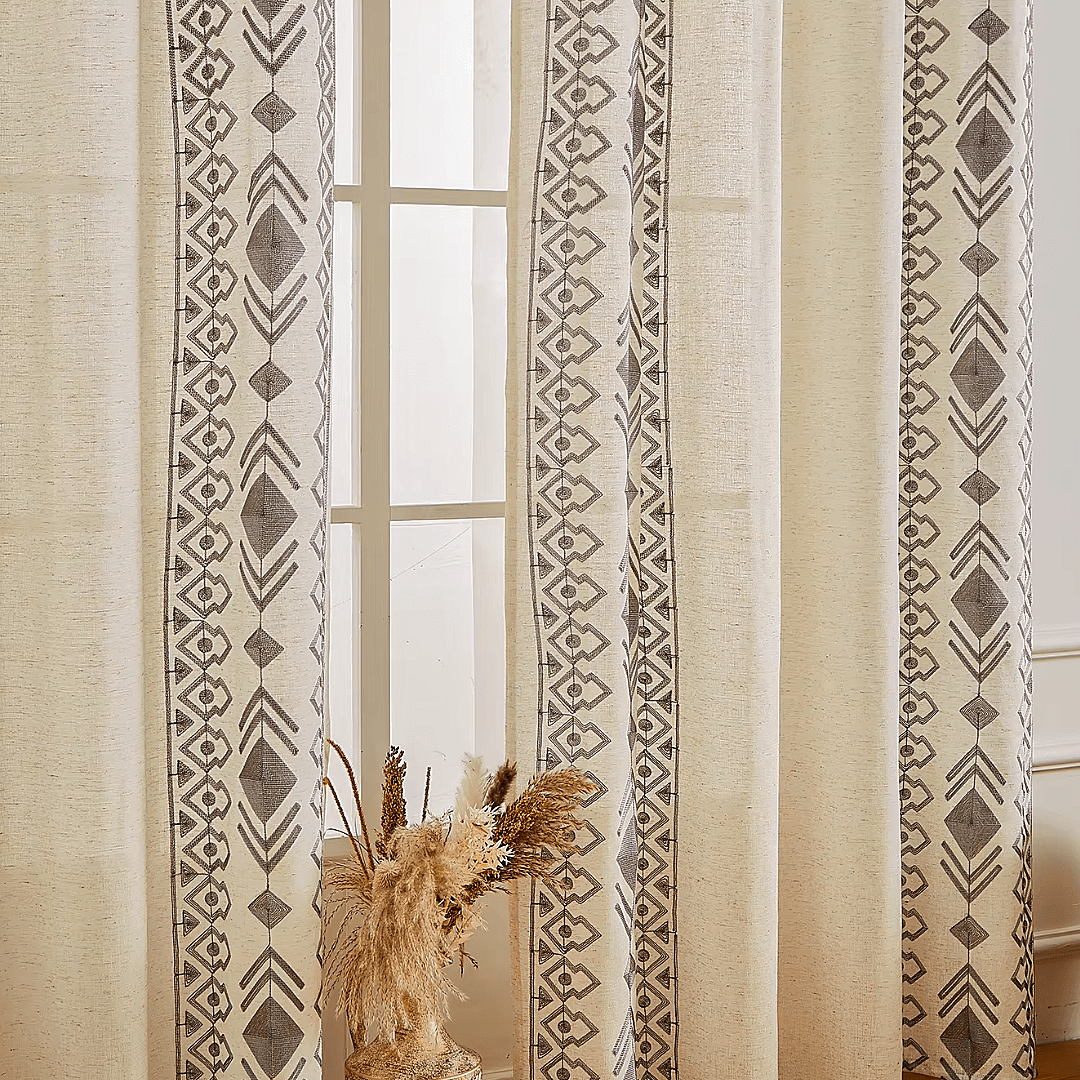 Linen Boho Curtain Panels