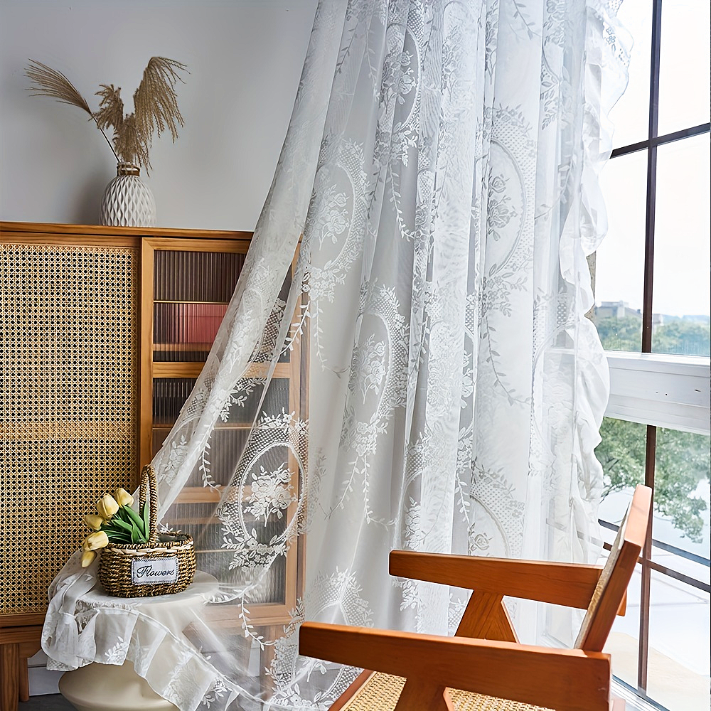 Floral Embroidered Lace Curtains