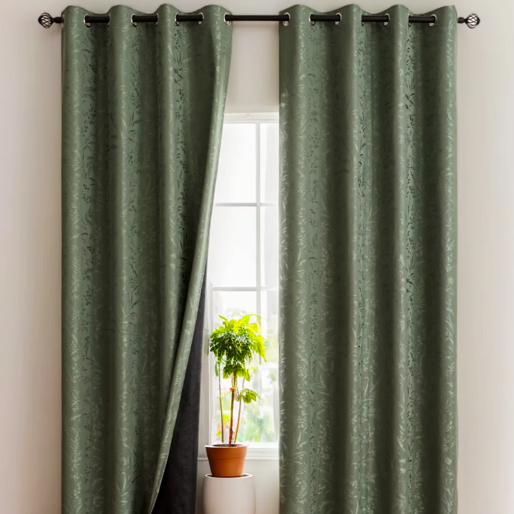Green Grass Pattern Blackout Curtain