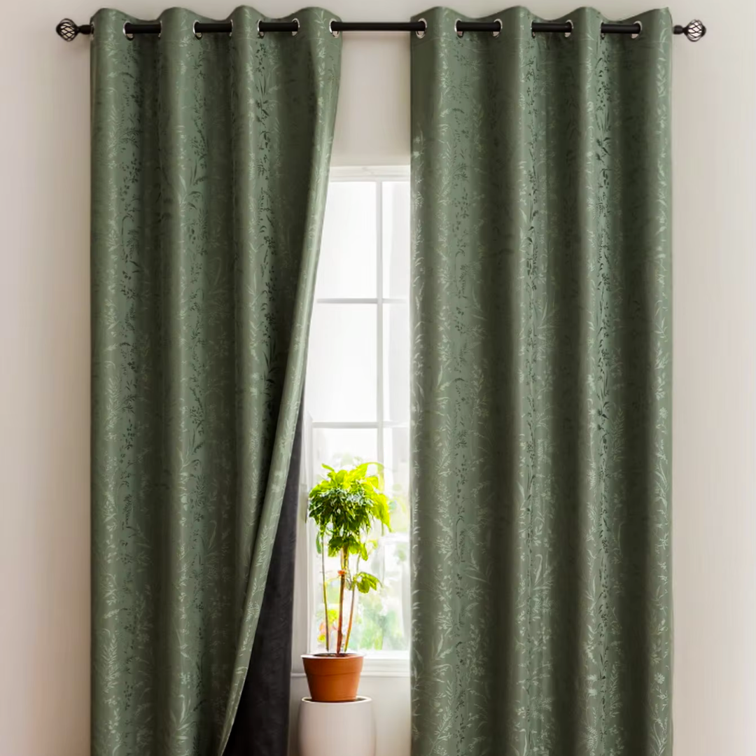 Green Grass Pattern Blackout Curtain