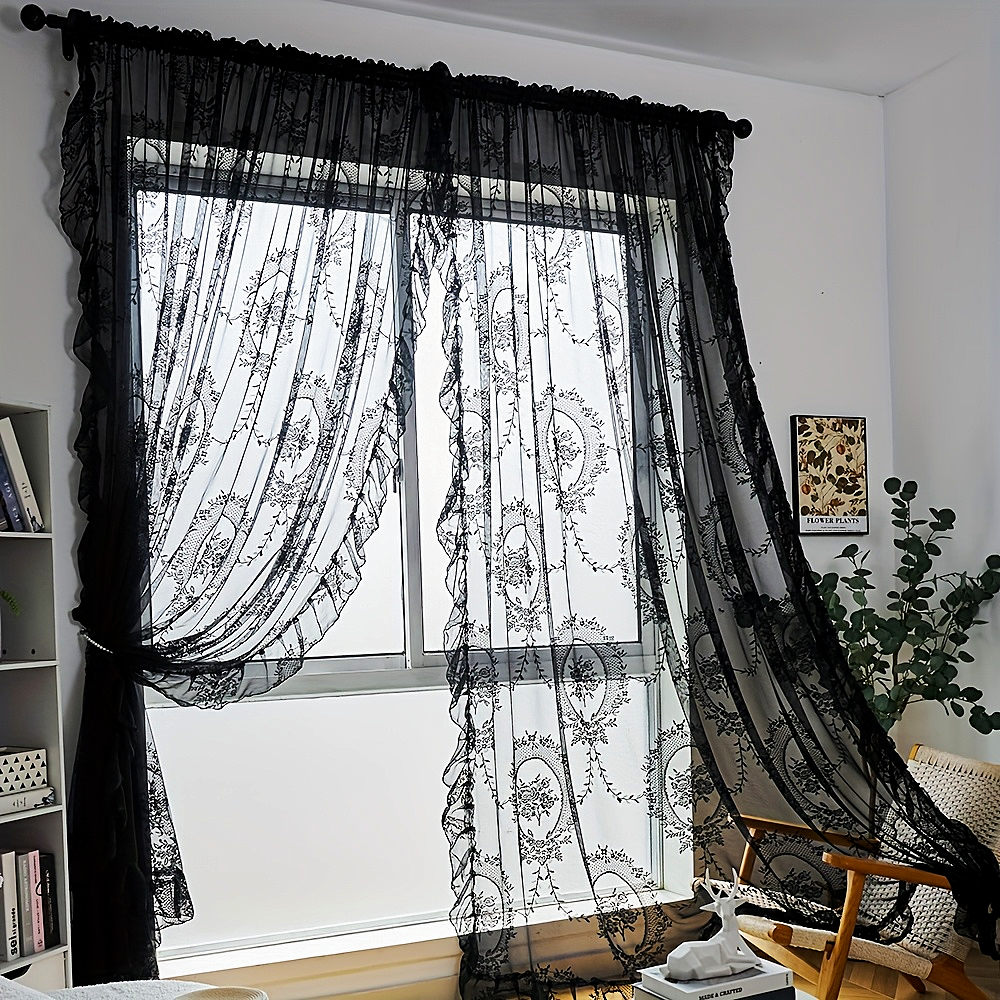 Floral Embroidered Lace Curtains