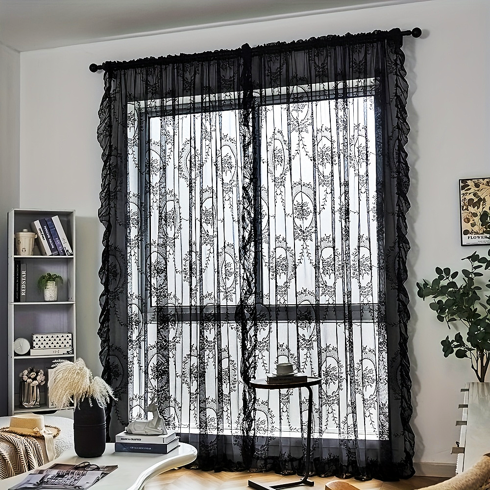 Floral Embroidered Lace Curtains