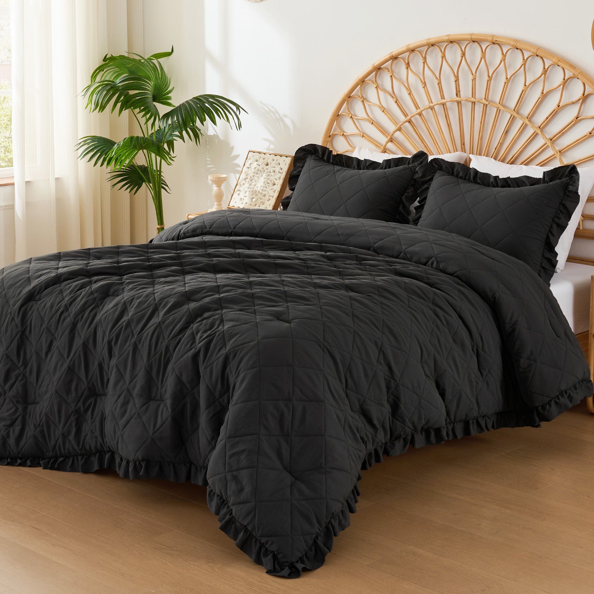 Ruffled Quilted Microfiber Comforter
