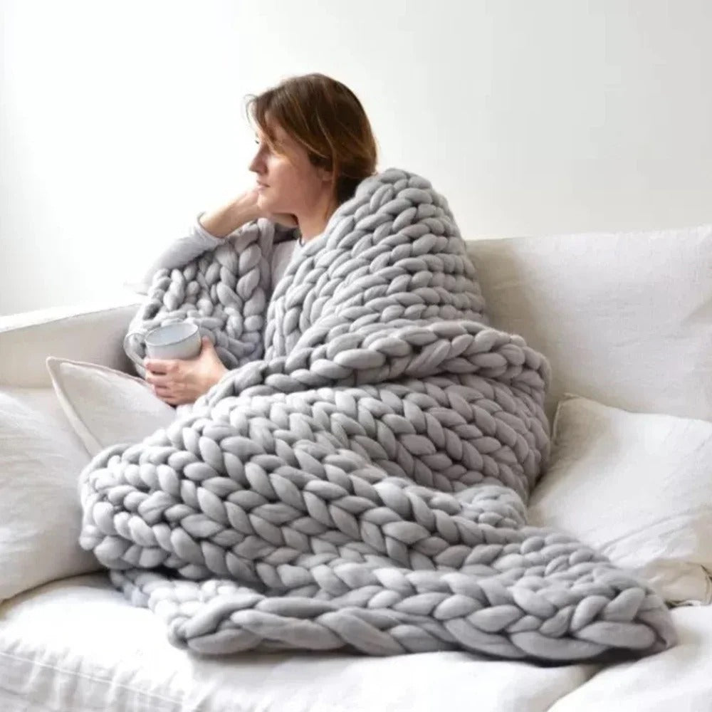 Handwoven Wool Knitted Blanket