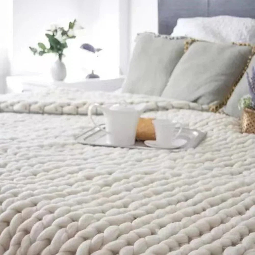 Handwoven Wool Knitted Blanket