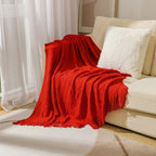 Knitted Tassel Throw Blanket